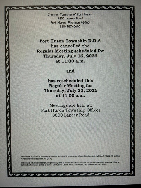 D.D.A. Meeting Cancelled and Rescheduled 